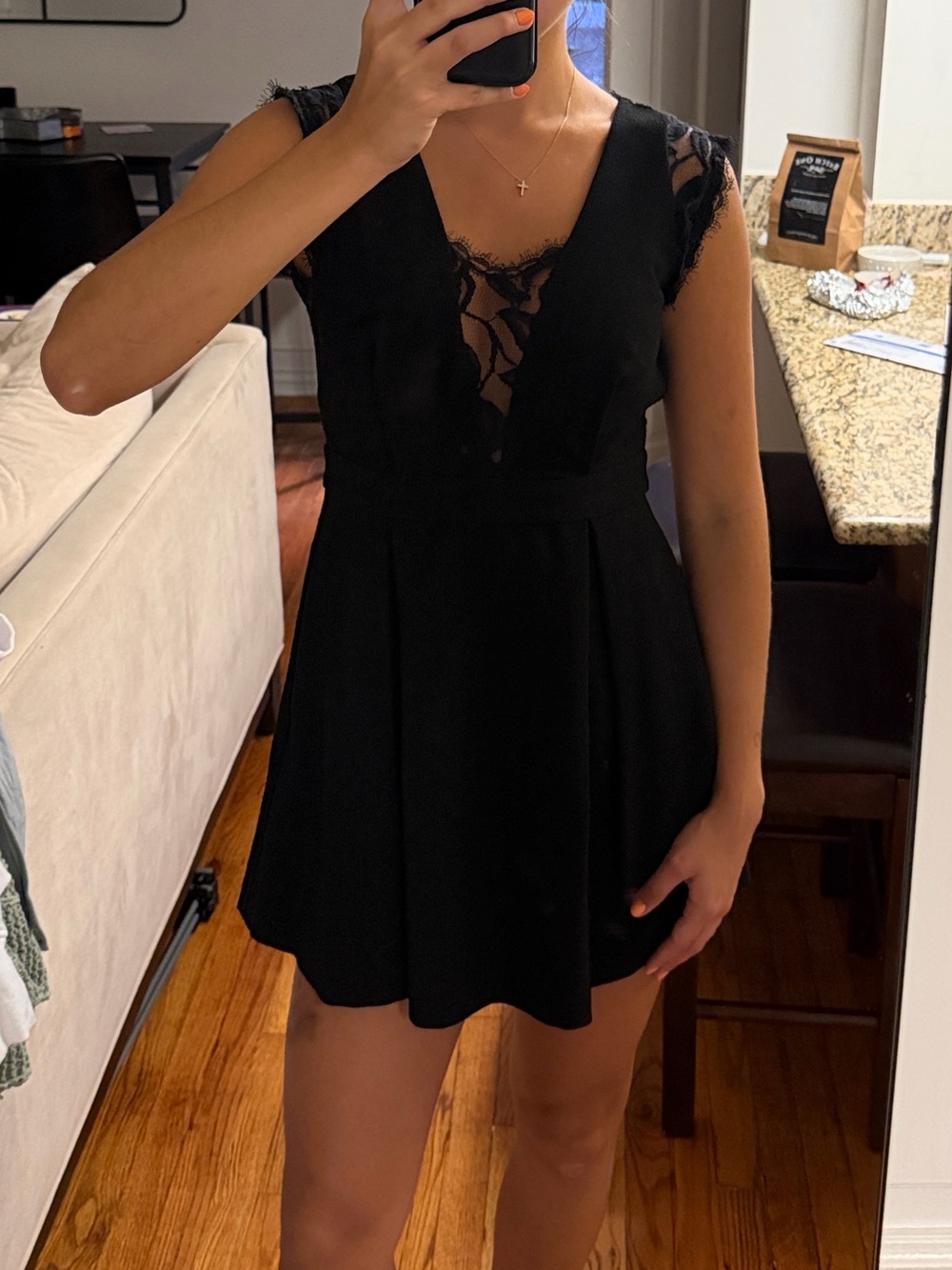 BCBGeneration Black Lace-Trim Women's Dress